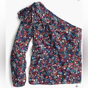 J Crew One-shoulder top in star print